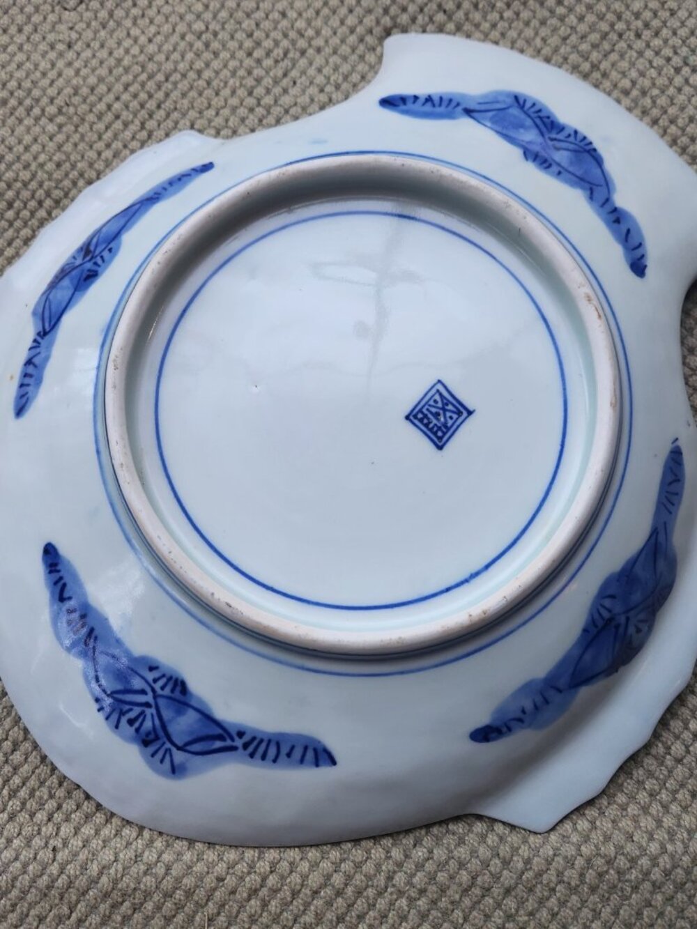 Flounder Plate Japan Arita Porcelain Pottery Meiji Period Blue White Platter Old - Picture 2 of 9